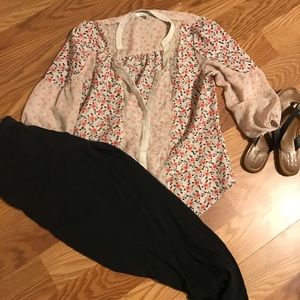 Lauren Conrad mixed fabric blouse